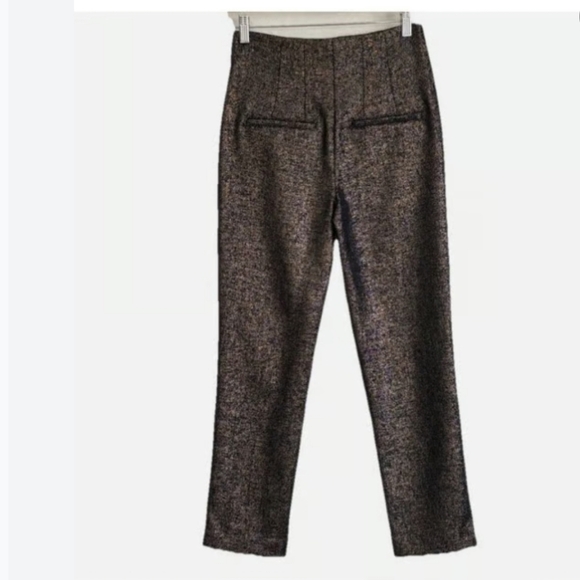 Veronica Beard Stila Black Gold Wool Blend Ankle Pants Size 00 NWT - Picture 3 of 11